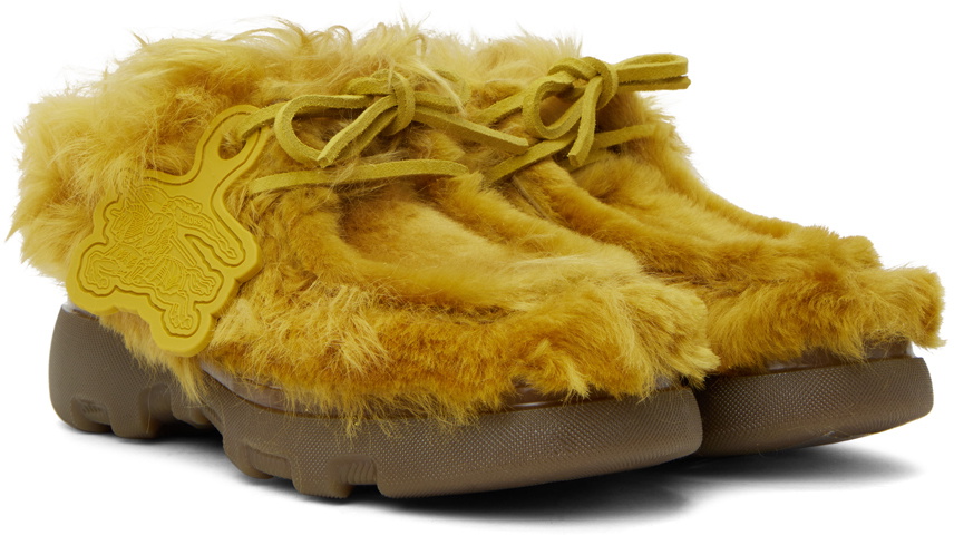 Burberry Yellow Shearling Creeper Derbys
