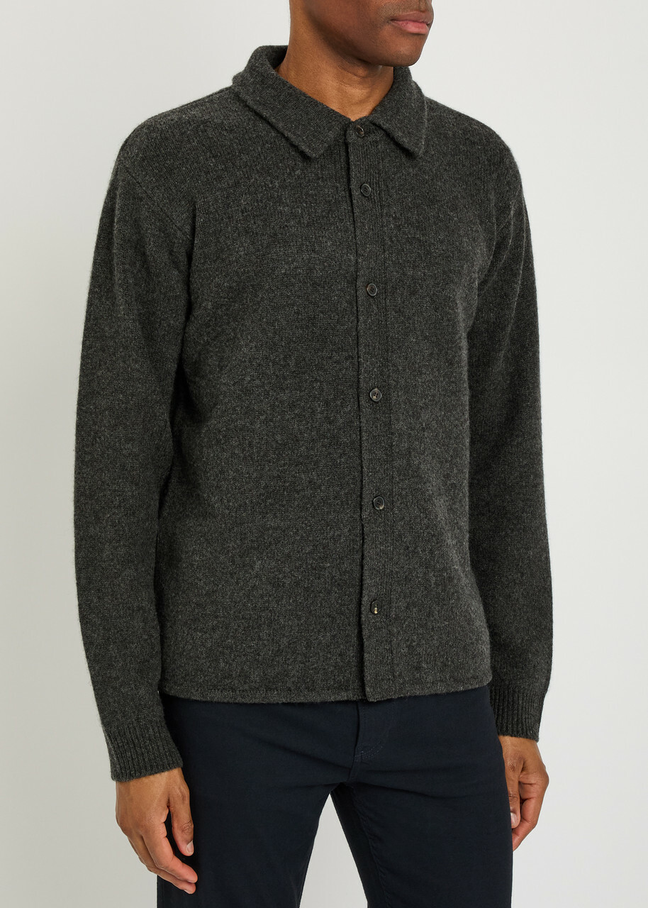 Frame Brushed Wool and Yak-blend Overshirt Charcoal