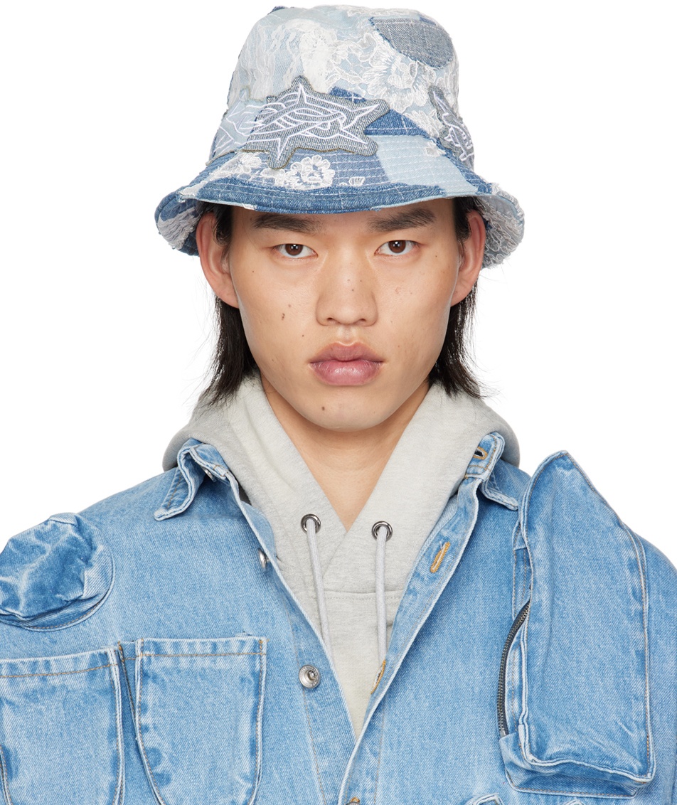 Photo: Who Decides War Blue Thorn Wrapped Grid Bucket Hat