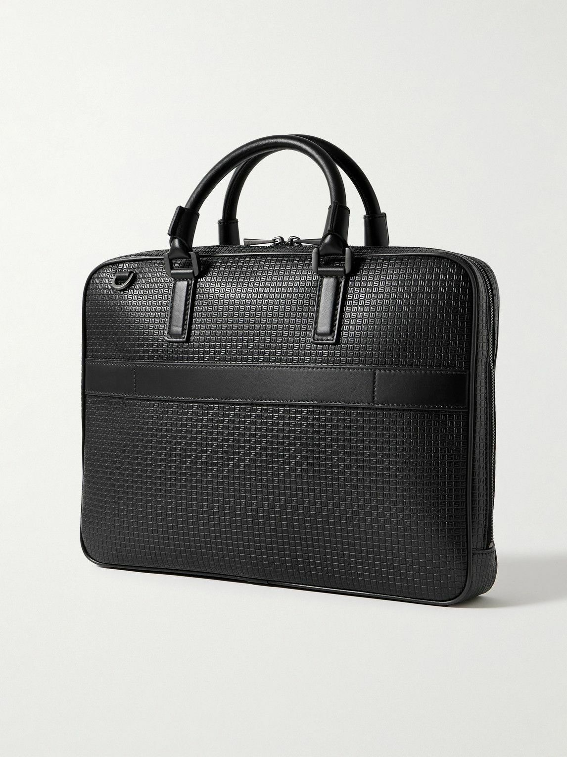 Serapian - Leather-Trimmed Logo-Embossed Stepan Coated-Canvas Briefcase