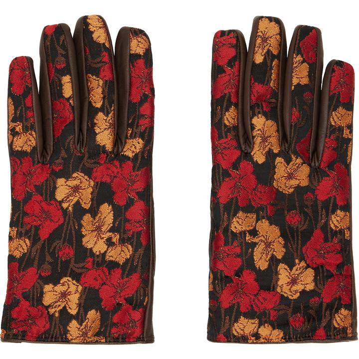 Photo: Dries Van Noten Red & Brown Jacquard Gloves