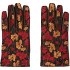 Dries Van Noten Red & Brown Jacquard Gloves