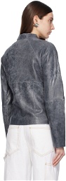 Saks Potts Navy Daria Leather Jacket