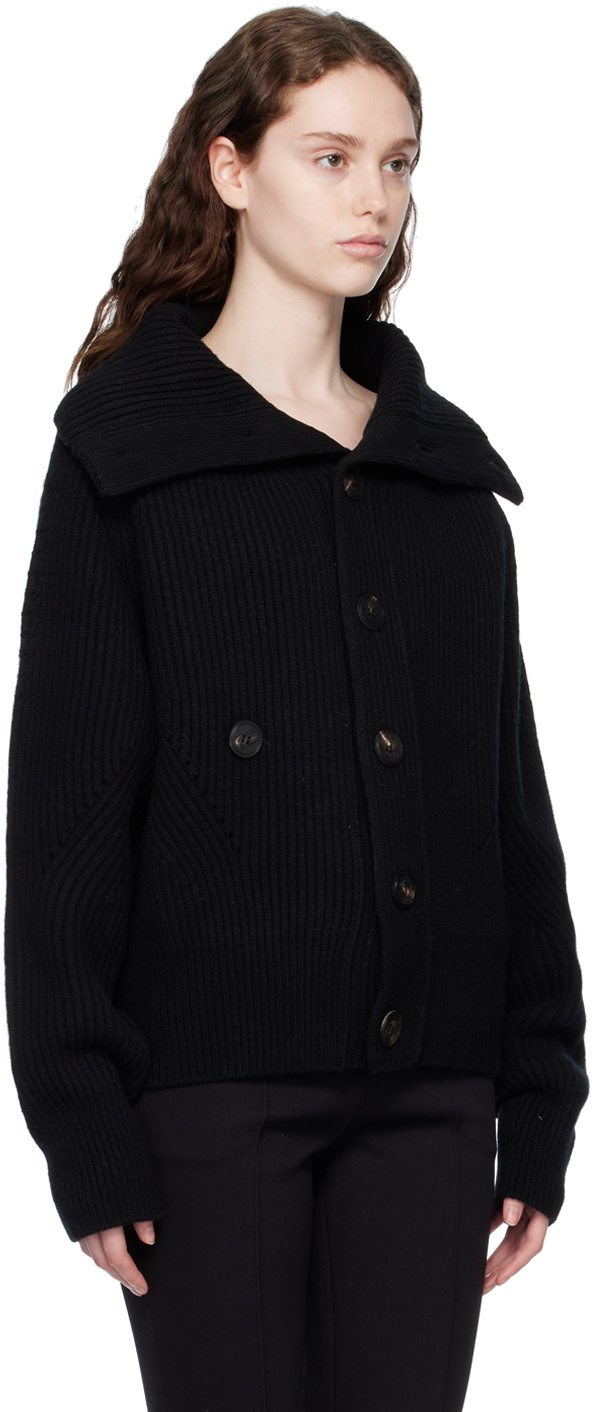 Recto Black Oversized Collar Cardigan