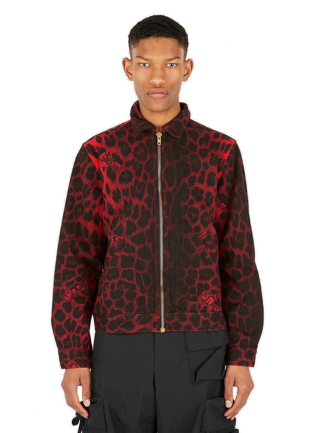 Photo: Leopard Print Denim Jacket in Red