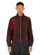 Leopard Print Denim Jacket in Red
