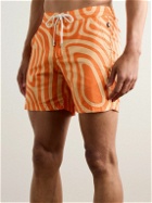 Richard James - Straight-Leg Mid-Length Printed Recycled Swim Shorts - Orange