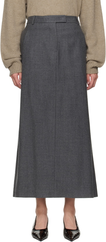 Photo: LE17SEPTEMBRE Gray Wool Tailored Maxi Skirt