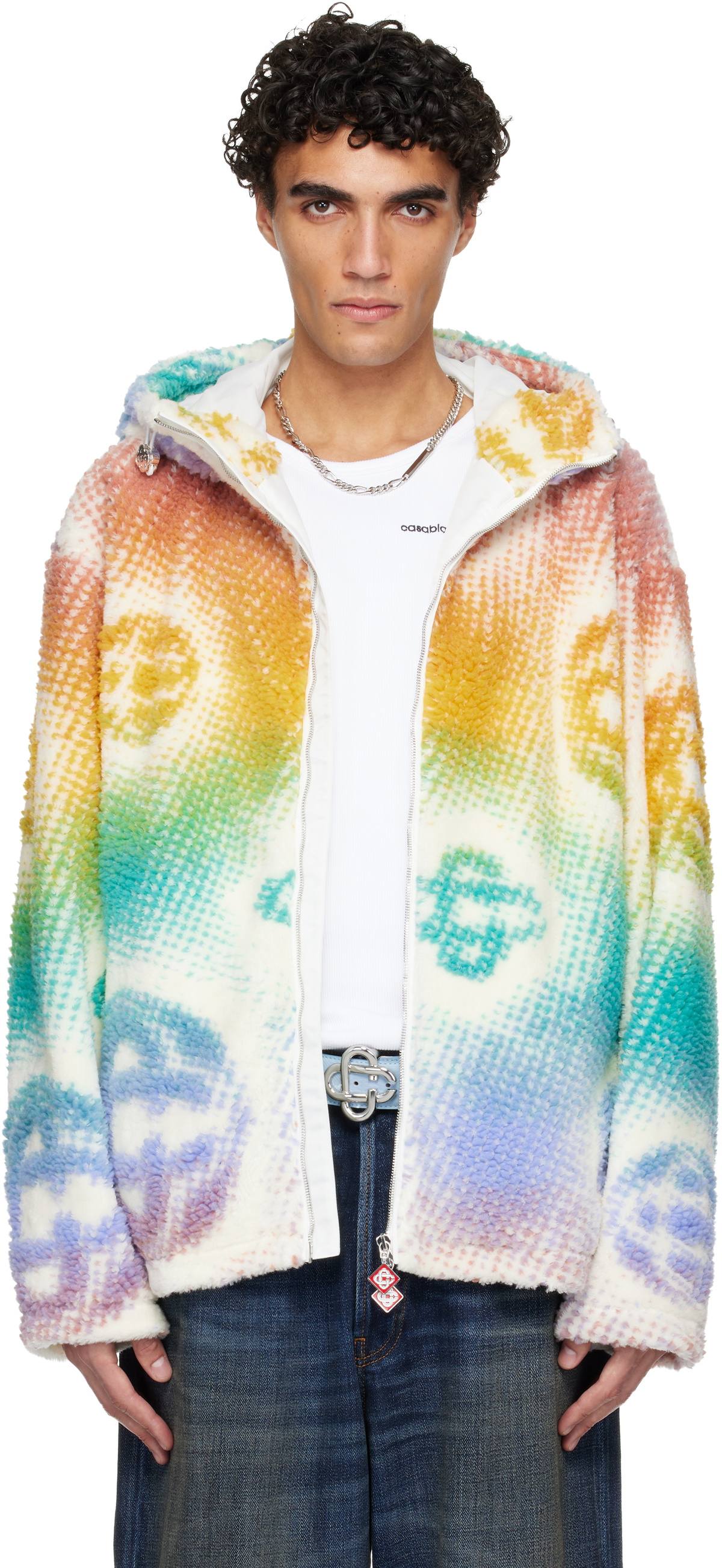 Casablanca: Multicolor Halftone Monogram Fleece Jacket | SSENSE