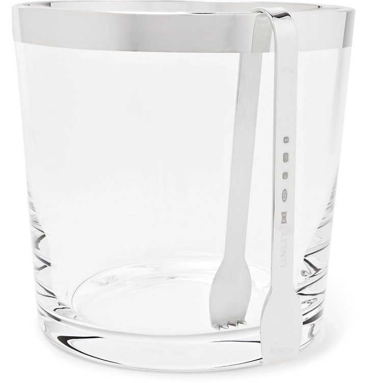 Photo: Linley - Glass Ice Bucket and Sterling Silver Tongs Set - Silver