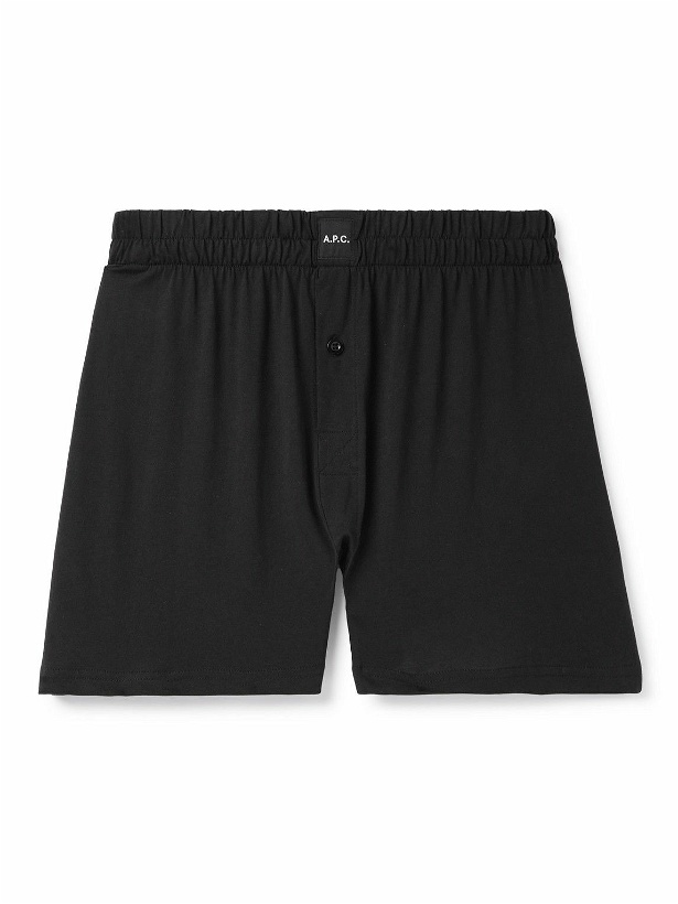 Photo: A.P.C. - Cotton-Jersey Boxer Shorts - Black