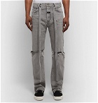 Fear of God - Belted Distressed Selvedge Denim Jeans - Gray