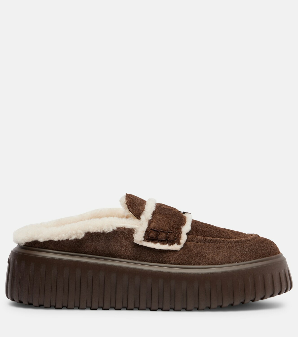Hogan HStripes shearling-trimmed platform loafers