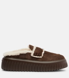 Hogan HStripes shearling-trimmed platform loafers