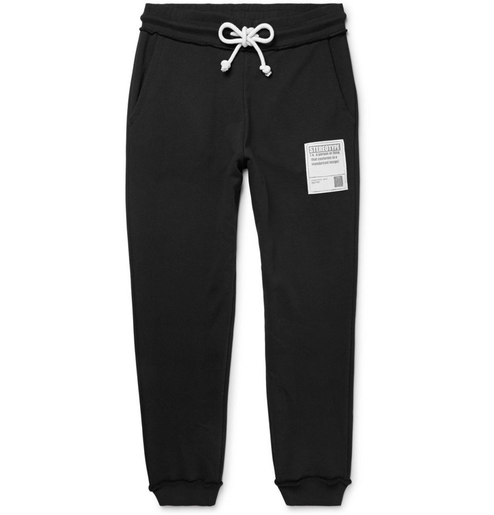 Photo: Maison Margiela - Tapered Appliquéd Loopback Cotton-Jersey Sweatpants - Men - Black