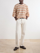 Corridor - Striped Pointelle-Knit Sweater - Orange