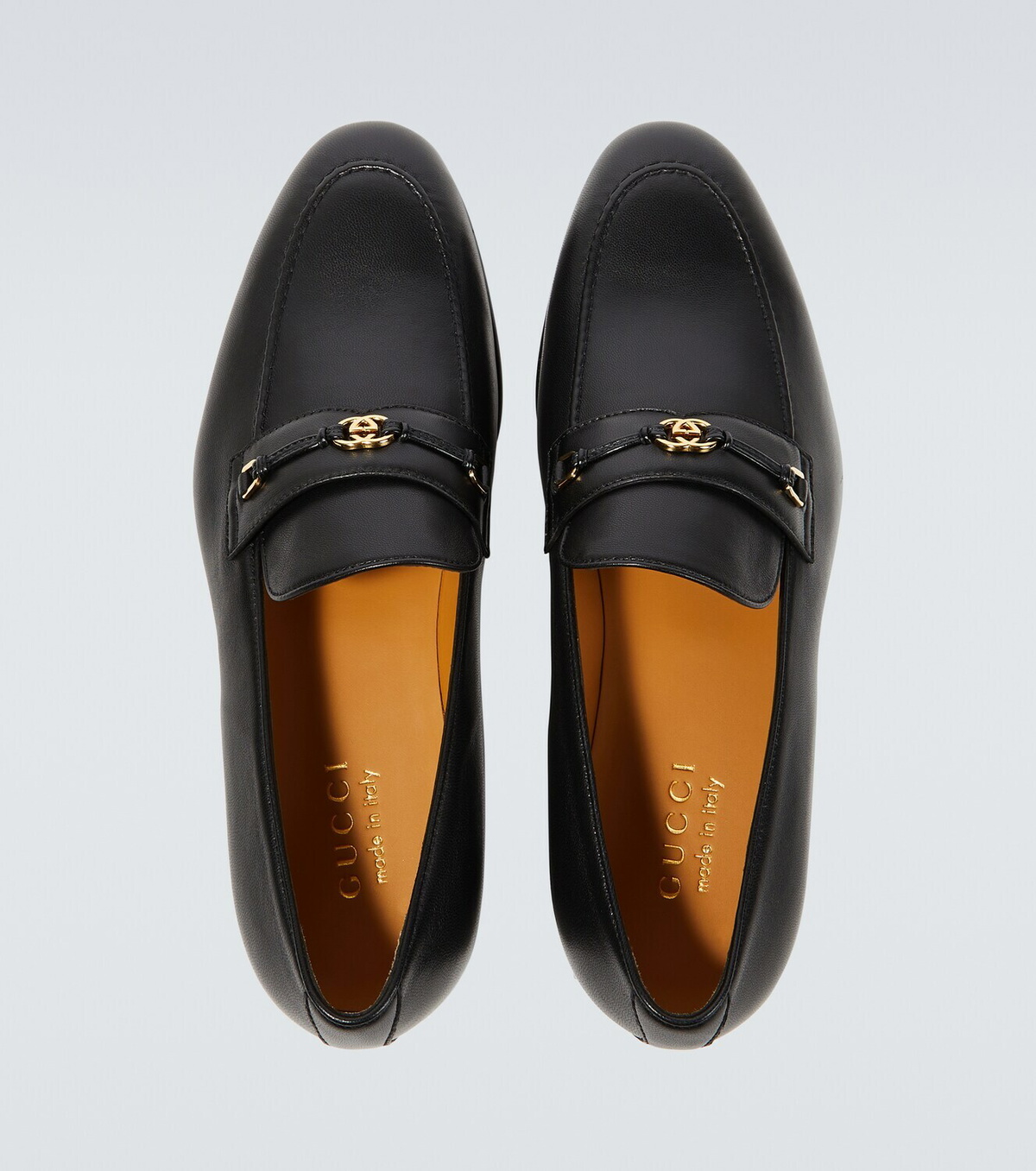 GUCCI Black Leather Interlocking G 256600 Slip On Formal Loafer Classic 9 Shoes Gucci - Interlocking G tassel leather loafers Gucci main image 2