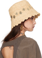 Rabanne Beige Natural Raphia Beach Hat