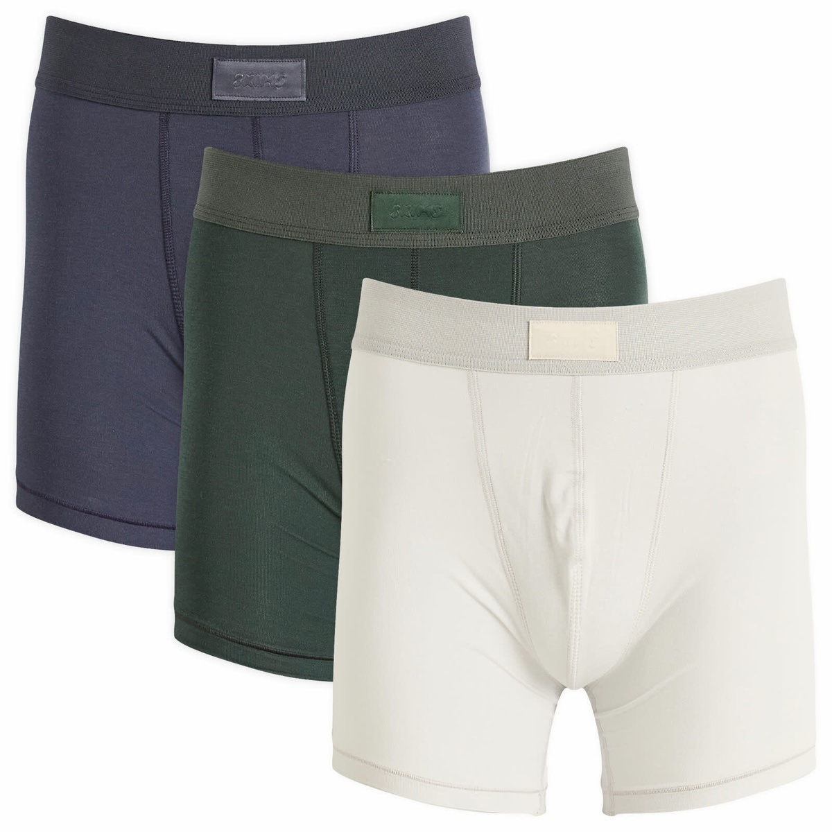 SKIMS Men's 5” Boxer Brief 3-Pack in Blue Black Multi