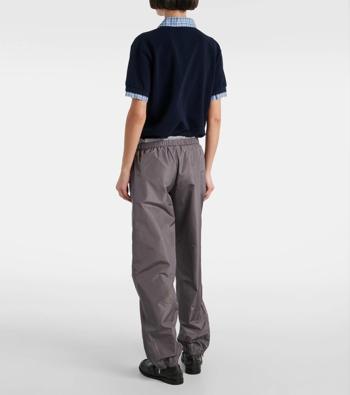 関税込【MiuMiu】Mesh-trimmed technical straight pants Miu Miu Mesh-trimmed technical straight pants Miu Miu