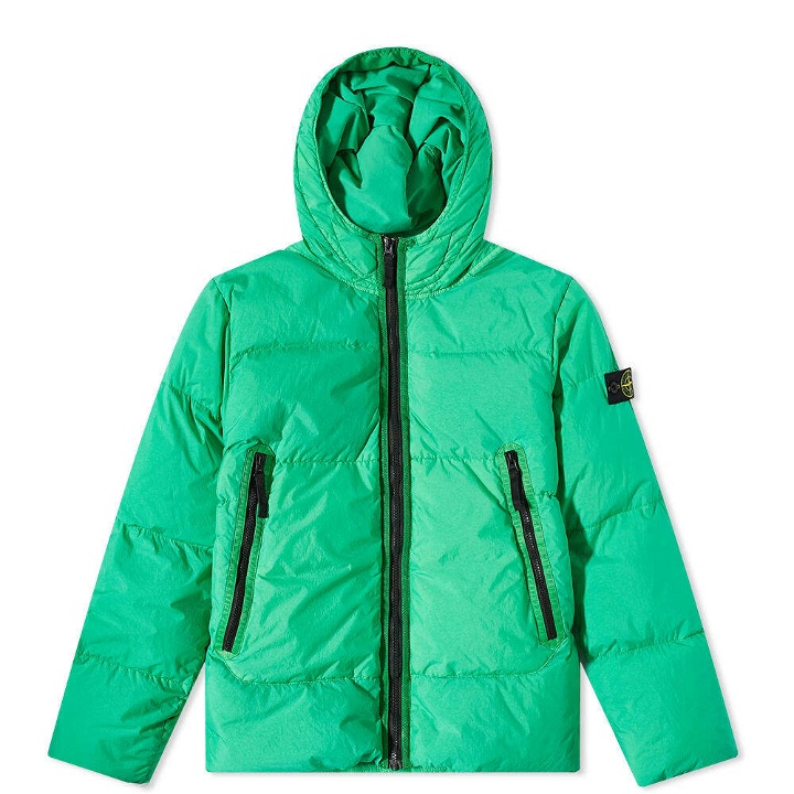 Photo: Stone Island Junior Garment Dyed Crinkle Reps Jacket in Green