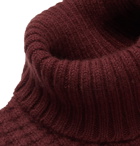 Hugo Boss - Waffle-Knit Virgin Wool and Alpaca-Blend Rollneck Sweater - Burgundy