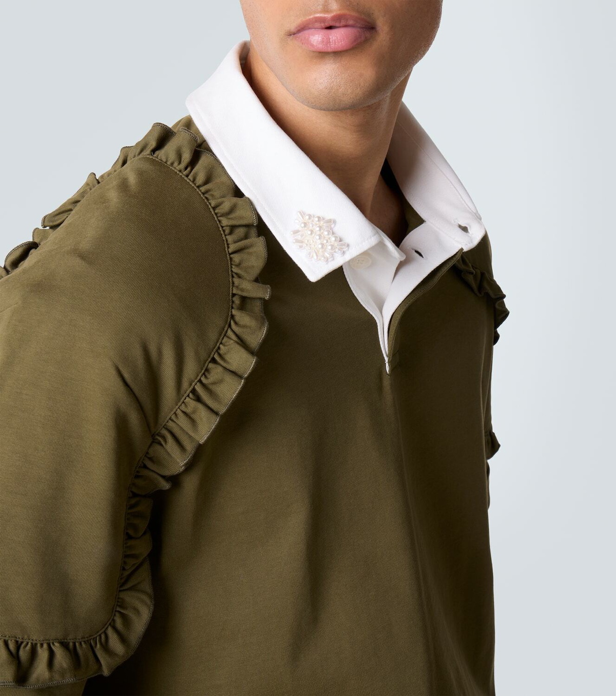 Simone Rocha Layered ruffled cotton jersey polo shirt