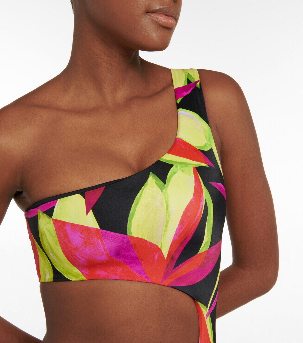 Louisa Ballou - Half Moon cutout printed swimsuit