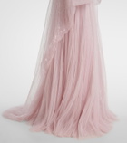 Marmar Halim Caped pleated bustier gown