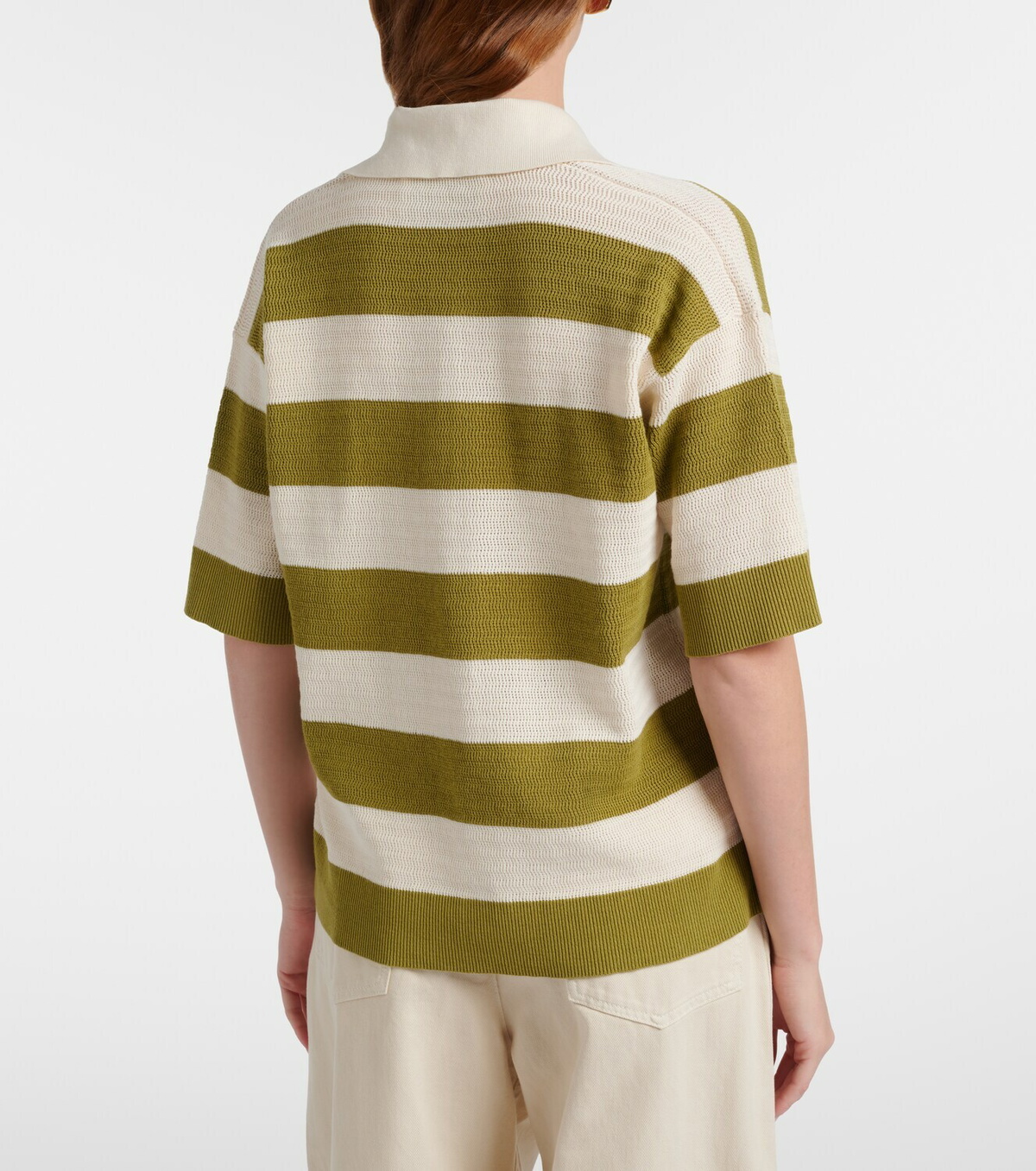 Ami Paris Ami de Cœur striped cotton polo shirt