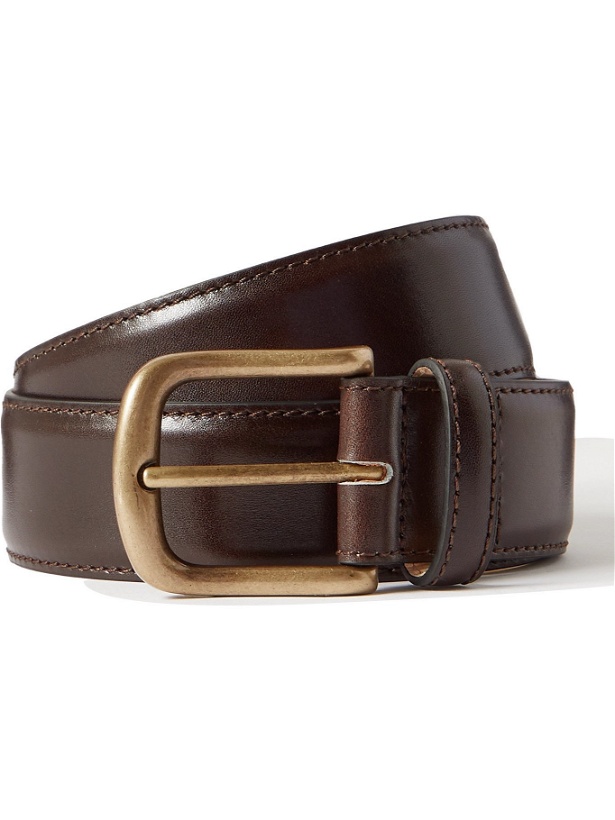 Photo: ANDERSON & SHEPPARD - 3.5cm Leather Belt - Brown