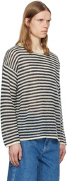 SUNNEI Off-White & Navy Striped Mohair Sweater