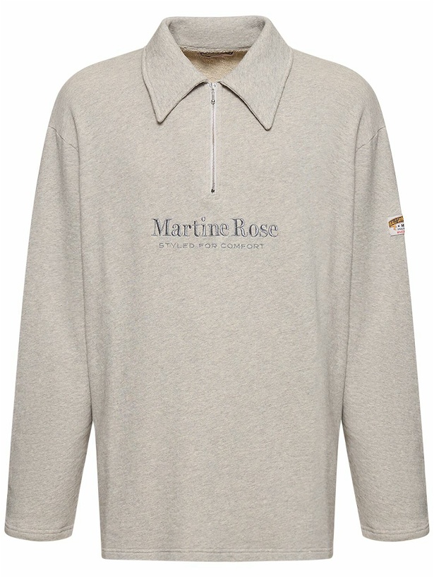 Photo: MARTINE ROSE - Logo Print Half-zip Cotton Polo Sweater