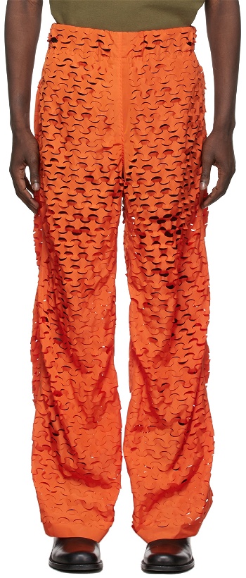 Photo: Dries Van Noten Orange Perforated Trousers