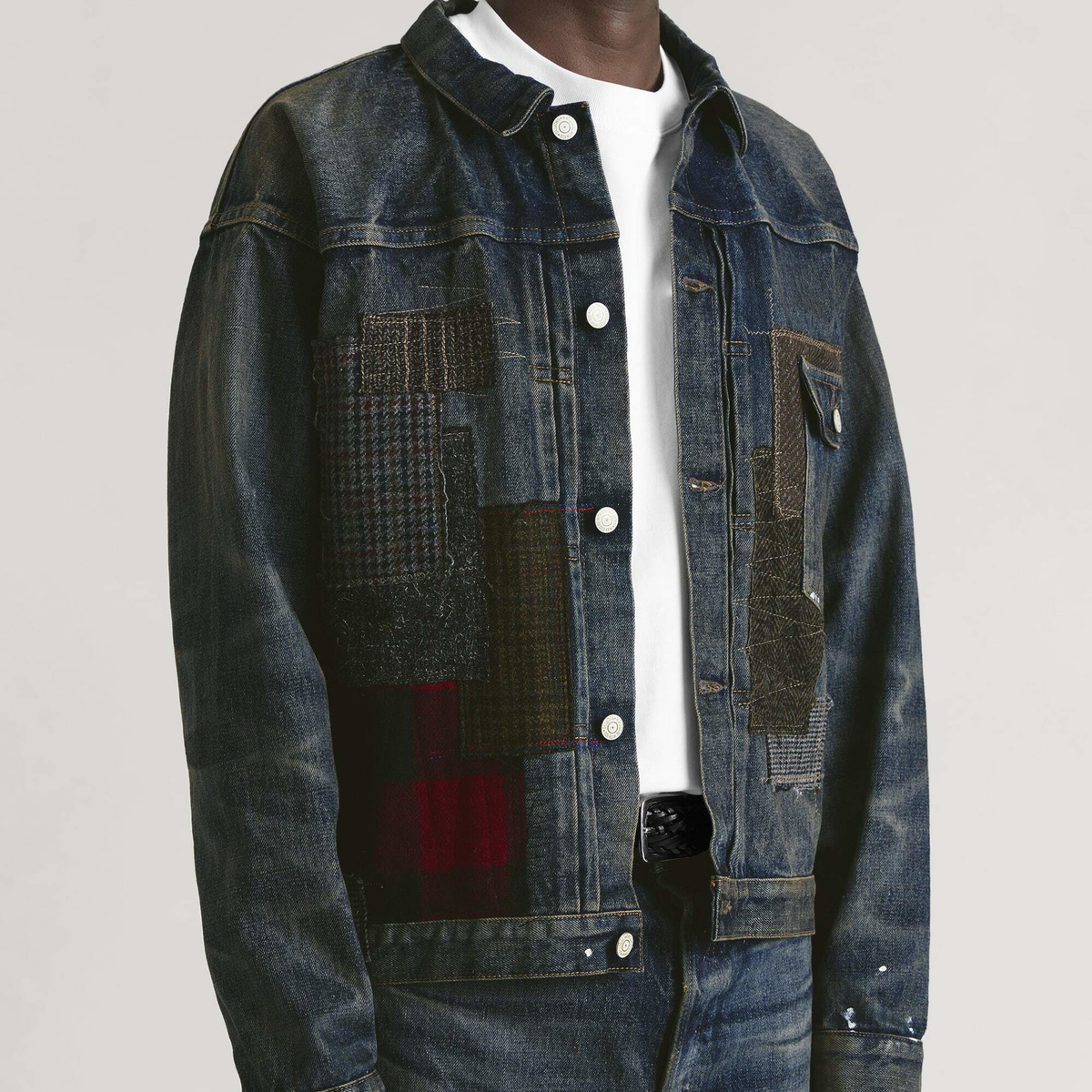 Junya Watanabe MAN Men's Custom Patchwork Denim Jacket in Indigo Mix