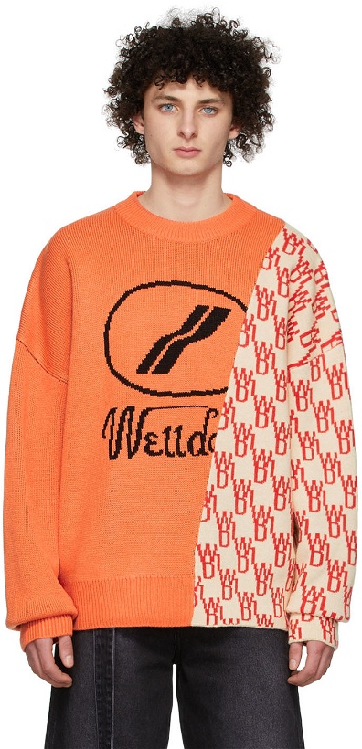 Photo: We11done Orange WD1 Graphic Mix Logo Sweater