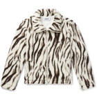 AMBUSH® - Logo-Embroidered Zebra-Print Wool-Fleece Jacket - White