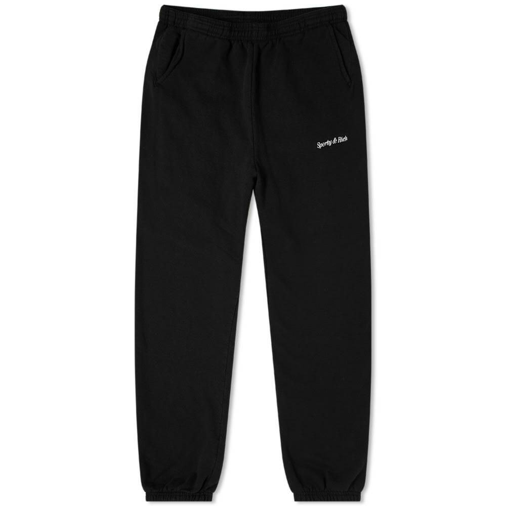 Sporty & Rich Classic Logo Sweat Pant in Black/White Sporty & Rich