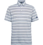 ADIDAS GOLF - Striped Recycled Stretch-Jersey and Mesh Polo Shirt - Blue