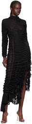Ester Manas Black Ruched Midi Dress