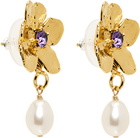 Mondo Mondo Gold Flower Pearl Drop Earrings