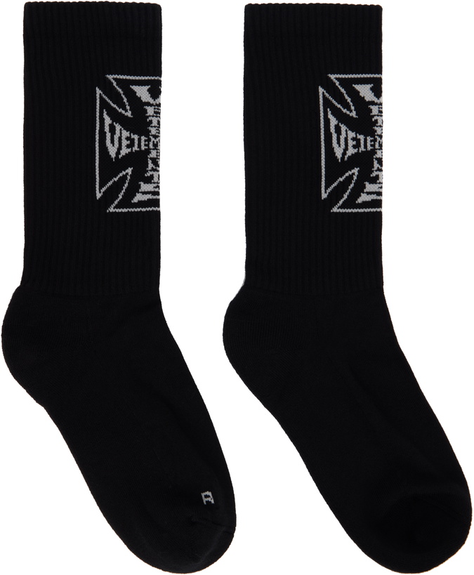 Photo: VETEMENTS Black Biker Cross Logo Socks