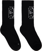 VETEMENTS Black Biker Cross Logo Socks