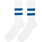 Norse Projects White and Blue Cotton Bjarki Sport Socks