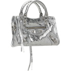 Balenciaga Silver 'Le City Mini' Metallic Lamb Leather Bag