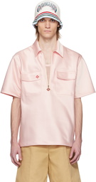 Casablanca Pink Satin Quarter Zip Shirt