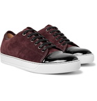 Lanvin - Cap-Toe Suede and Patent-Leather Sneakers - Men - Burgundy