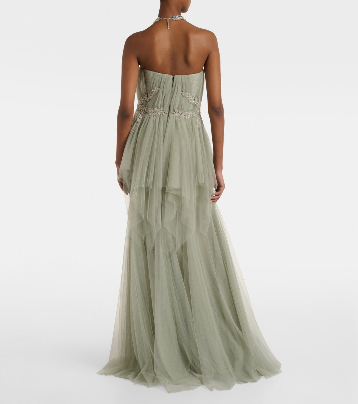 Costarellos Embellished tulle corset gown