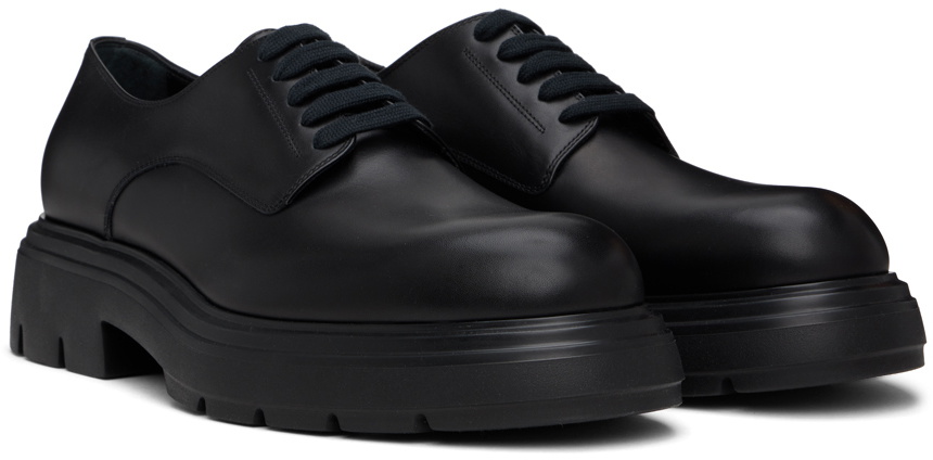 Ferragamo Black Chunky Lace Up Derbys