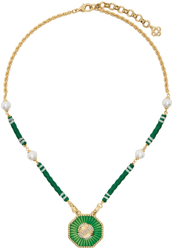 Photo: Casablanca Gold & Green Crystal Tennis Ball Necklace